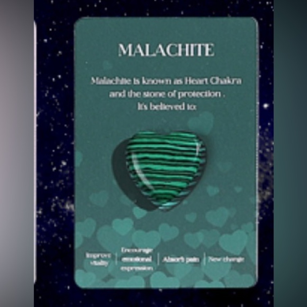 Natural heart shaped healing worry gemstone Malachite‎ balance meditation small